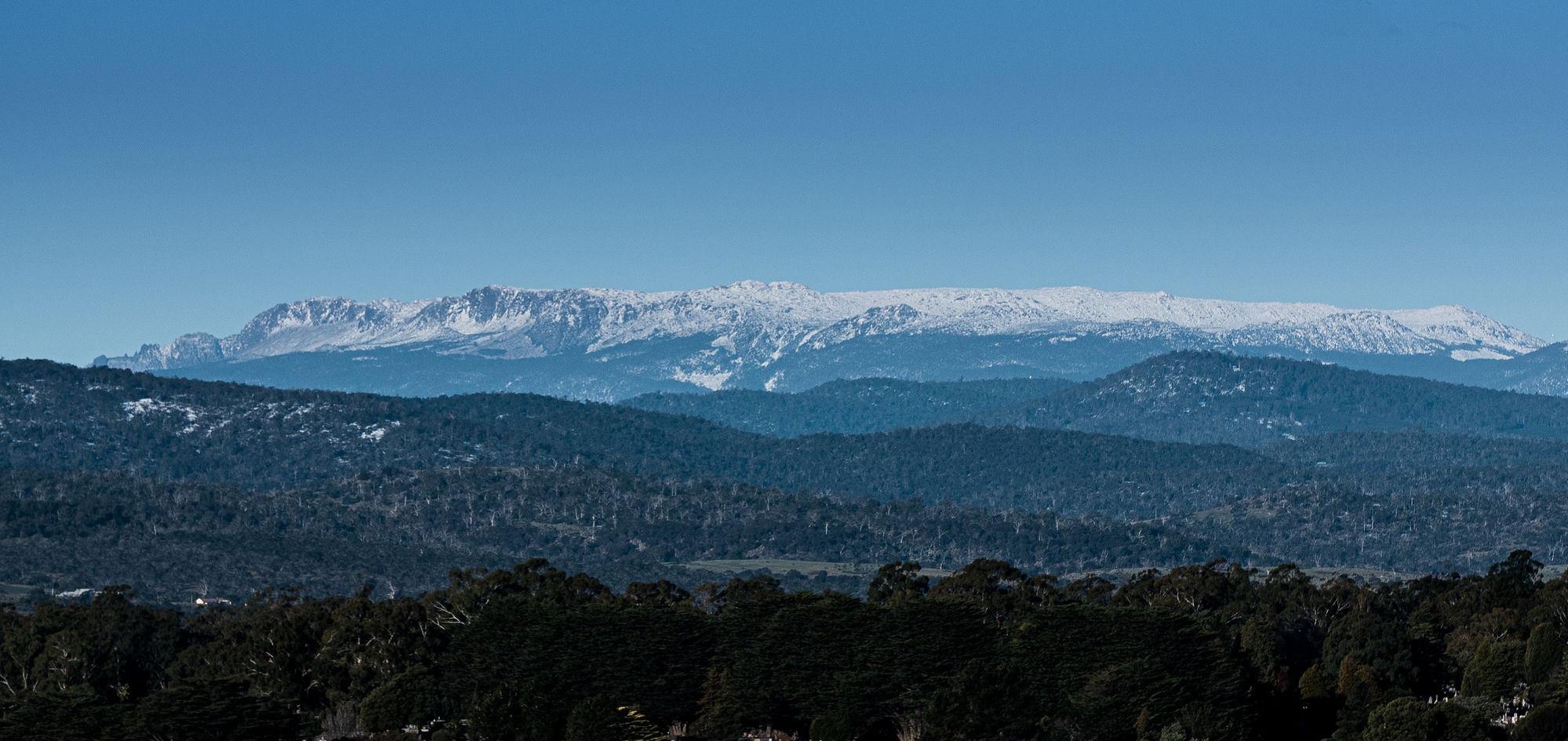 Snow-capped Ben Lomond mountain near Launceston, Tasmania